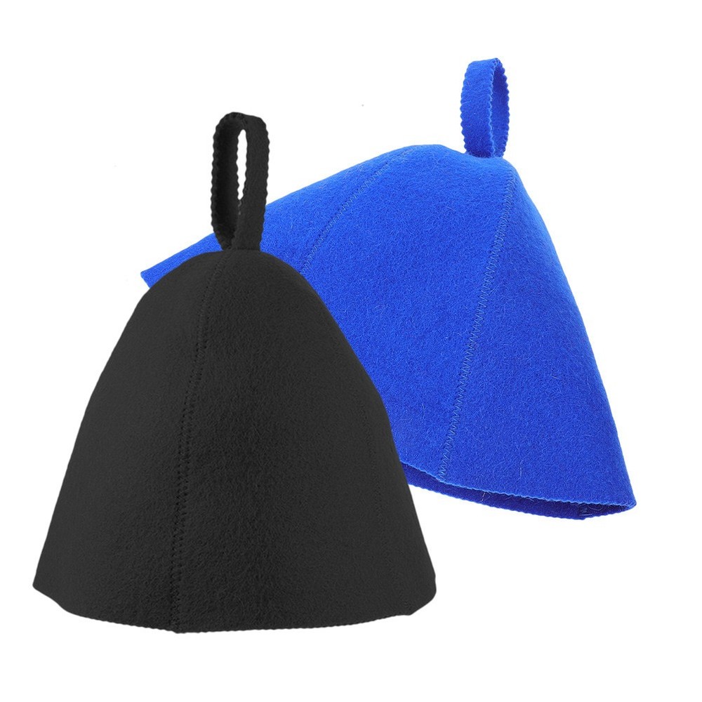 2 Pcs Wool Felt Shower Cap Sauna Hat Breathable Equipment Accessories