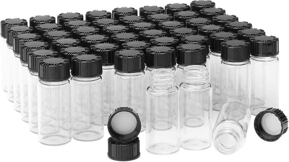 Clear Glass Vials with Screwcap Empty Bottles Liquid Sampling Sample...
