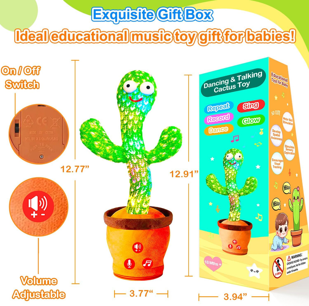 Interactive Dancing Cactus Toy for Babies and Toddlers - Volume Adjustable