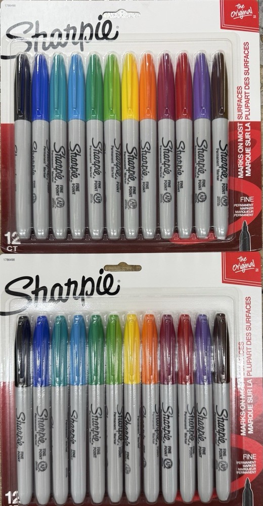 Sharpie Fine Point Assorted Color Permanent Markers - 12 CT X 2Pack