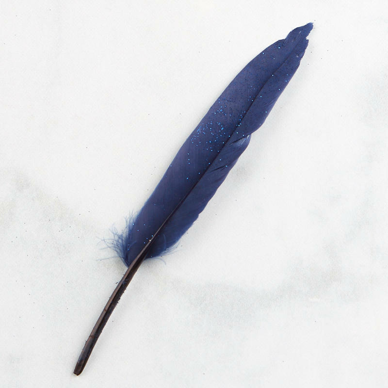 Factory Direct Craft Glitter Accented Blue Feather Stems | 36 Sprays