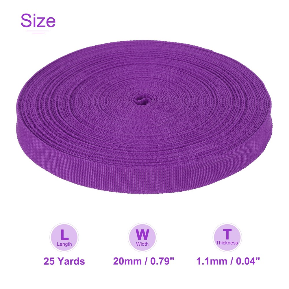 25 Yard x 3/4 inch Width Nylon Webbing Strap Poly Flat Webbing Strapping Purple