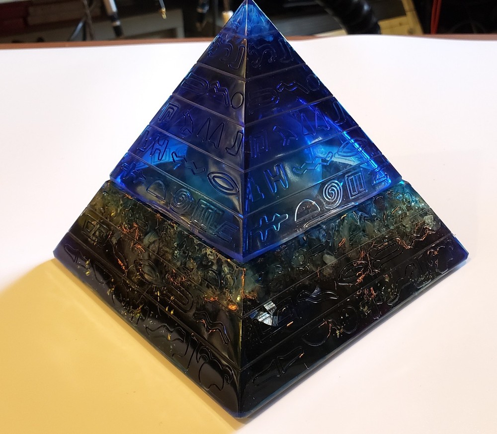 Large Orgonite Pyramid with Crystal Sphere Included.