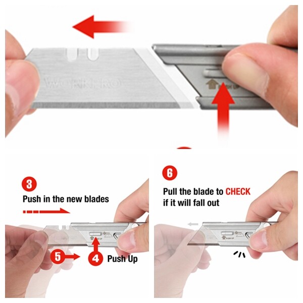WORKPRO 3-Pack Folding Utility Knife Set Quick Change Blade Box Cutter EDC Knife
