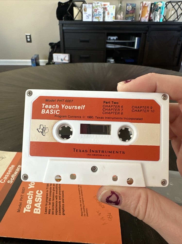 Texas Instruments Cassette Software Model PHT 6007 Teach Yourself Basic Manual &