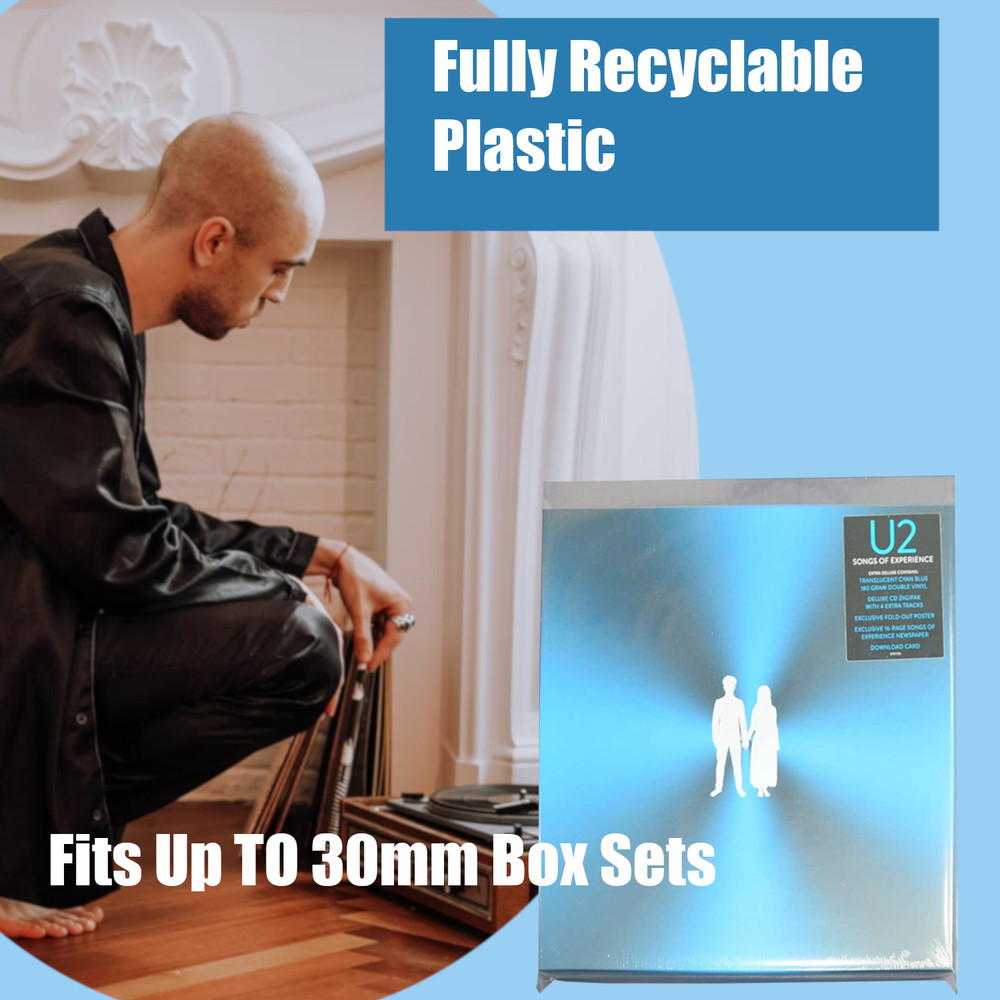 3 Small Vinyl Box Set 450 Gauge Plastic Polythene Outer Record Sleeves Covers