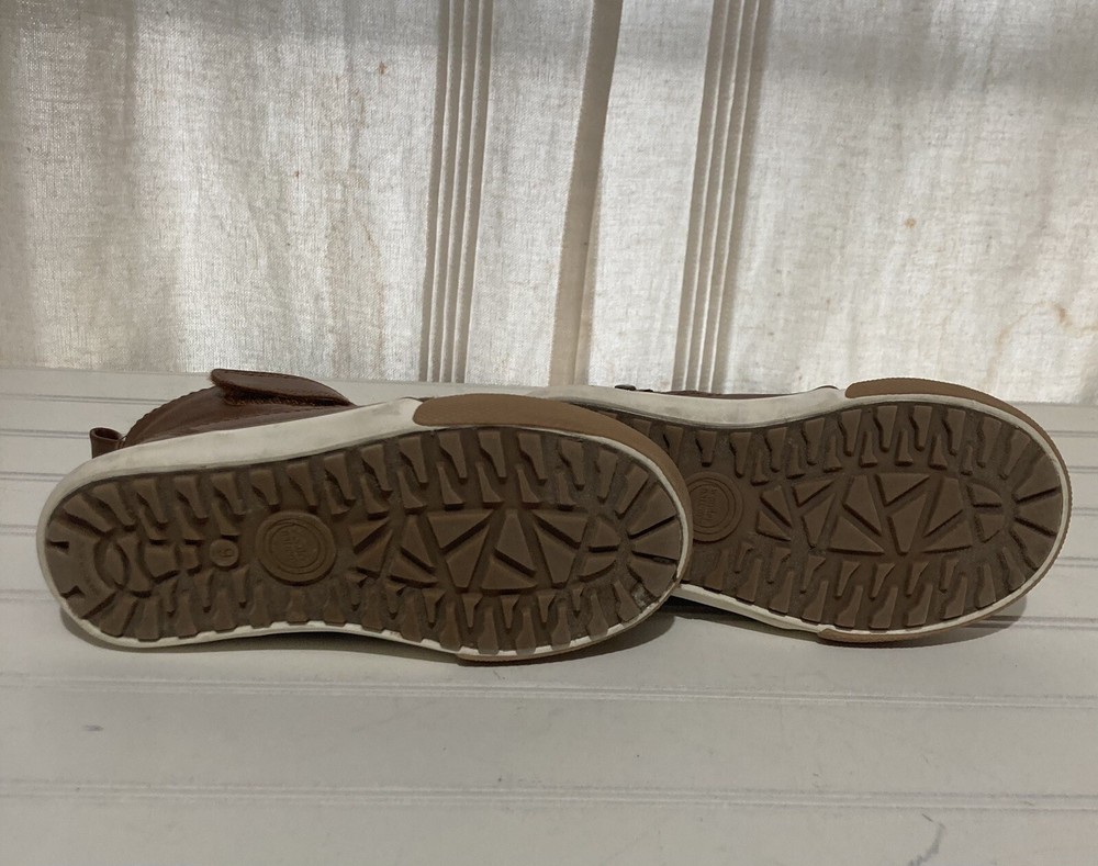 Wonder Nation Boy’s Ankle Boots Brown Size 8 Hook and Loop Closure Adjustable