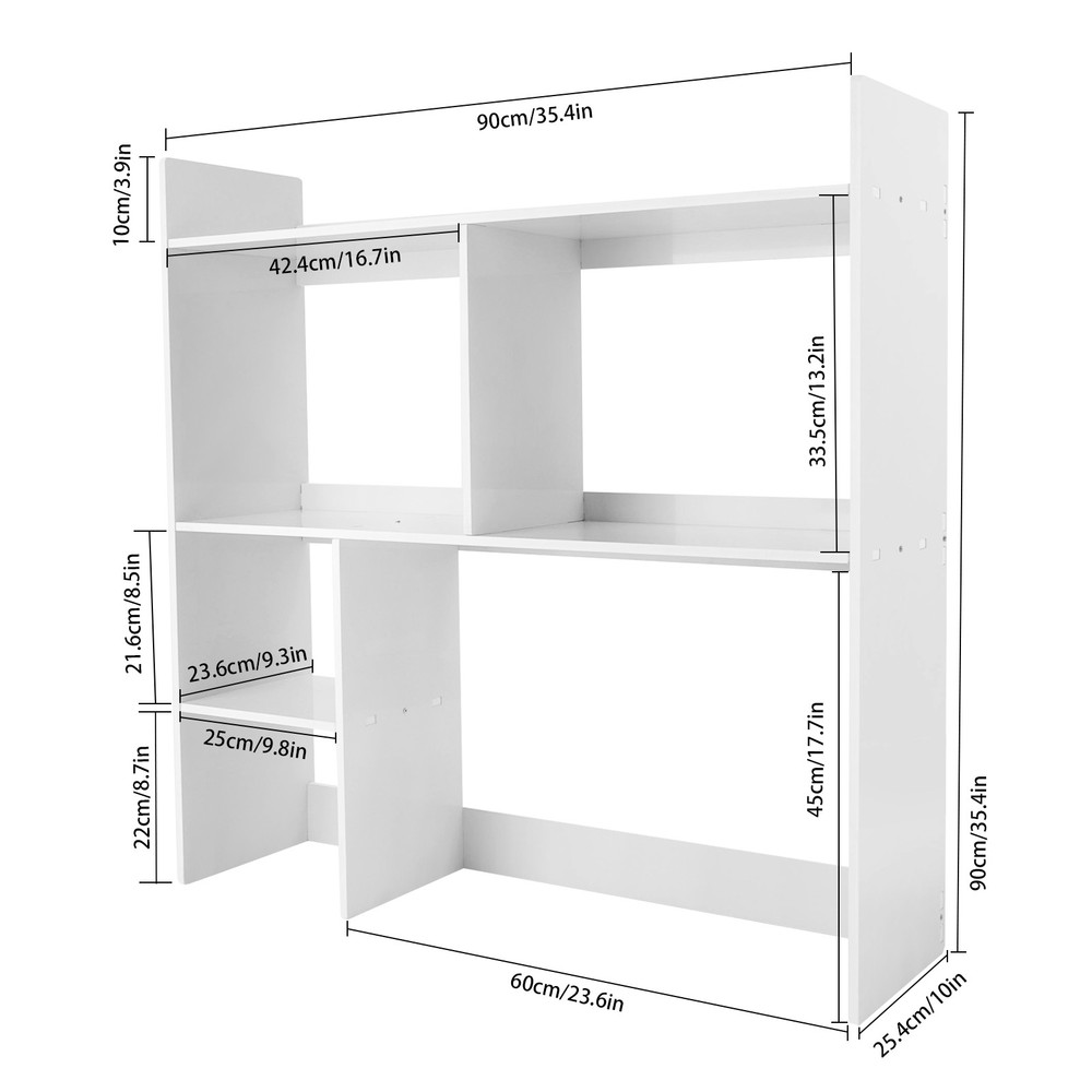 White Modern Desktop Shelf Desktop Display Rack Rectangular Desktop Bookshelf