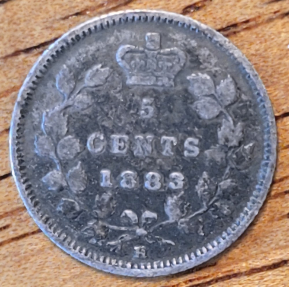 1883 Canada 5 Cents Silver Coin - 10