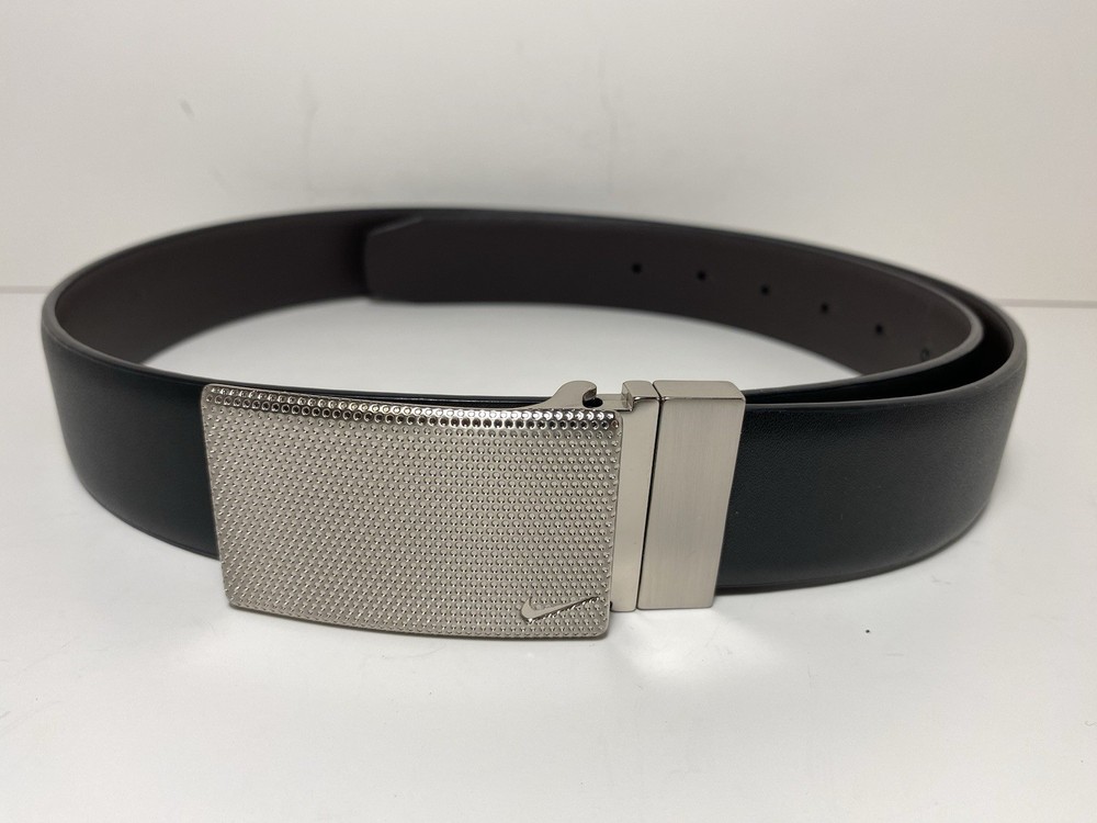 NIKE Genuine Leather Belt 40” Black Silver Buckle