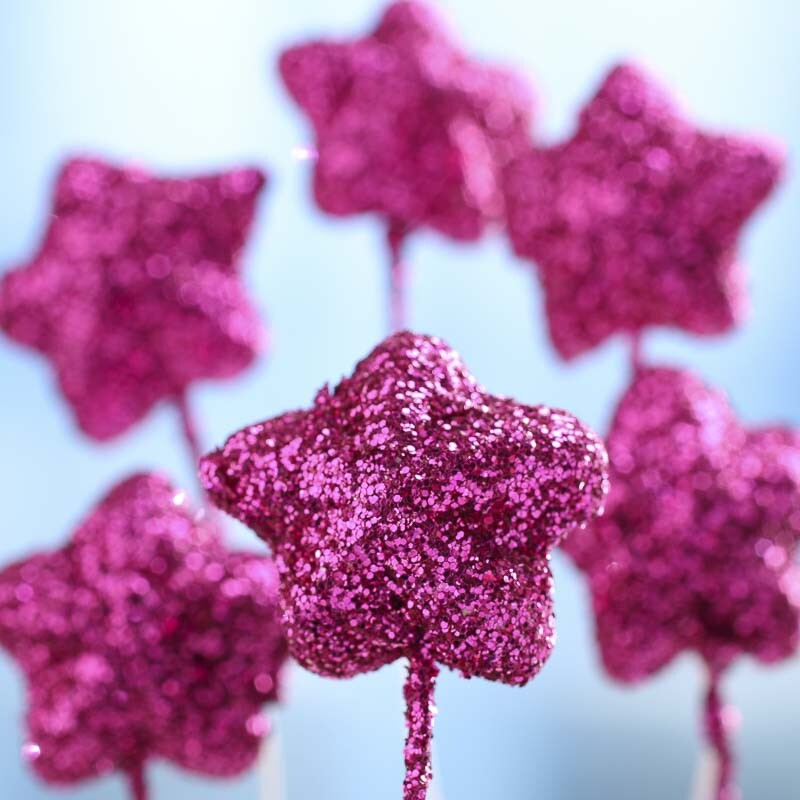 Individual Fuchsia Glittered Star Sprays