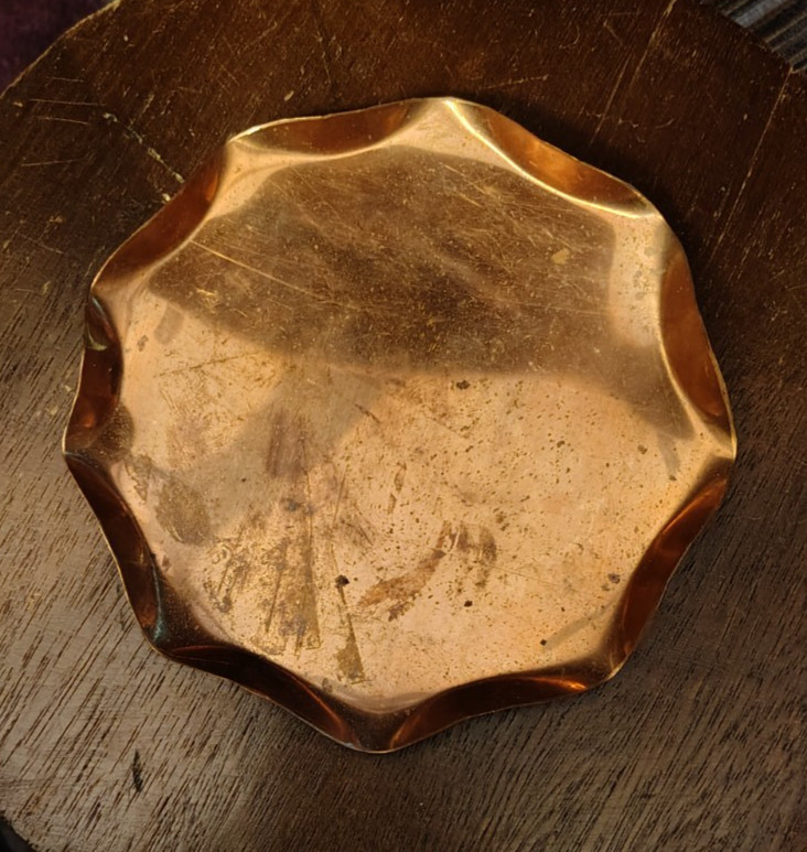 Set of 3 Sizes Fluted Edge Copper Nesting Trays