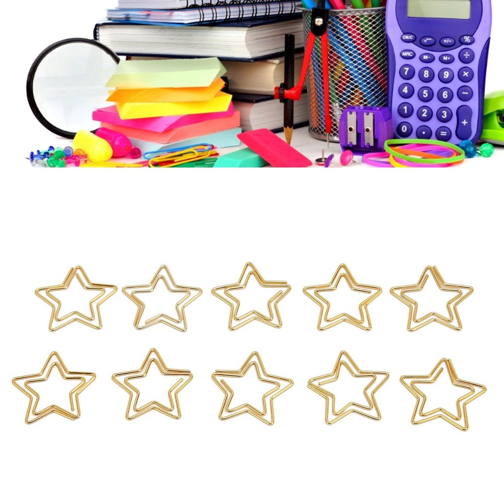 100pcs Star Paper Clips Skid Resistance Plating Process Rust Resistant Cute