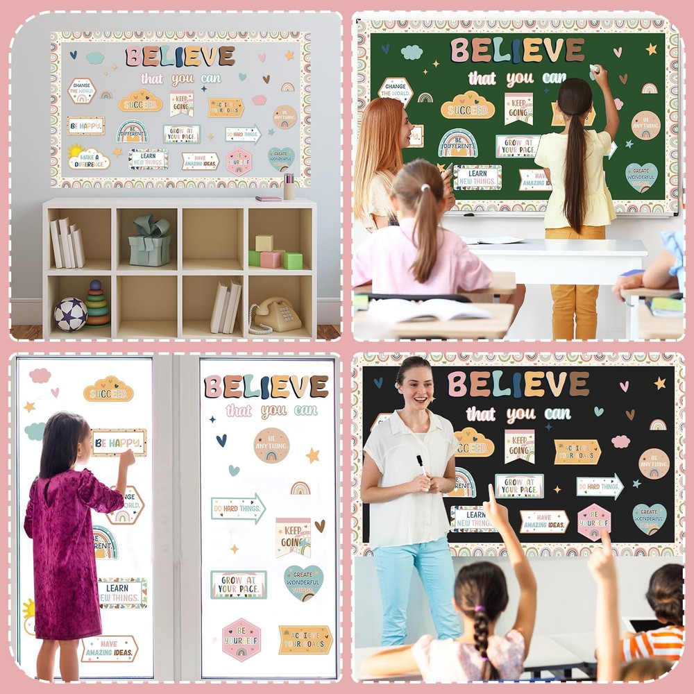 Boho Affirmation Station Bulletin Board Classroom Decorations Set Motivationa...