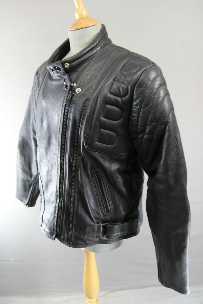 CLASSIC BLACK DYNAMIC LEATHERS COWHIDE BIKER JACKET SIZE 16