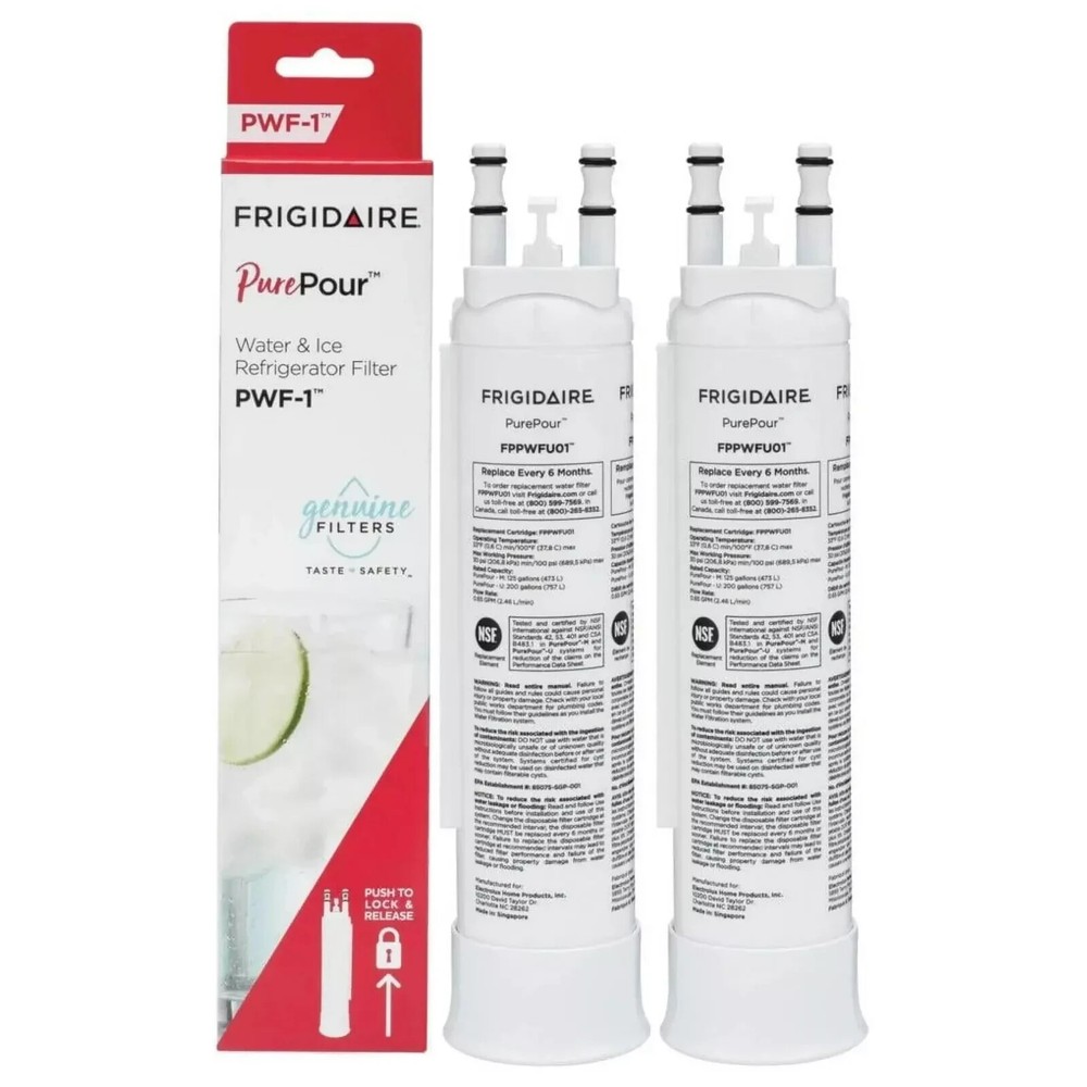 2 Pack NEW PWF-1 FPPWFU01  Refrige Genuine Frigidaire PurePour Water &Ice Filter