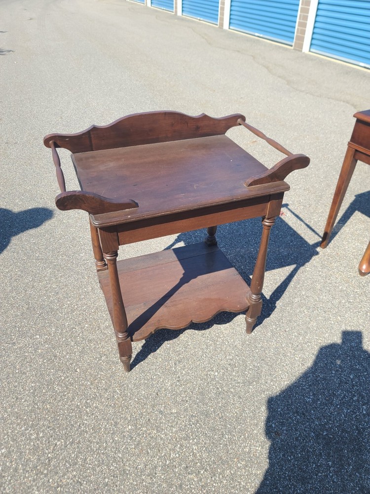 ANTIQUE PRIMITIVE COUNTRY SHERATON PINE WASHSTAND SERVER TABLE - RUSTIC