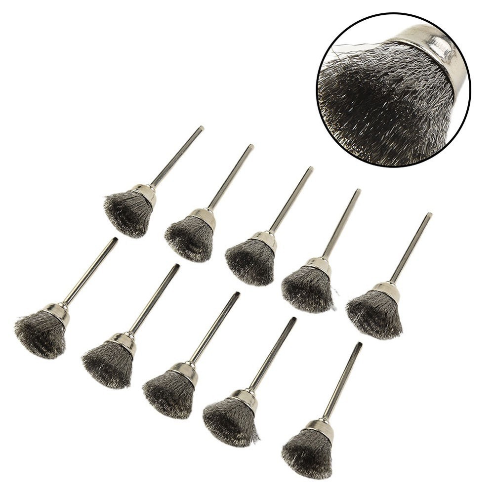 10 Pc/set for MINI Wire Brush Brushes Brass Cup Wheel For Grinder Or Drill Set