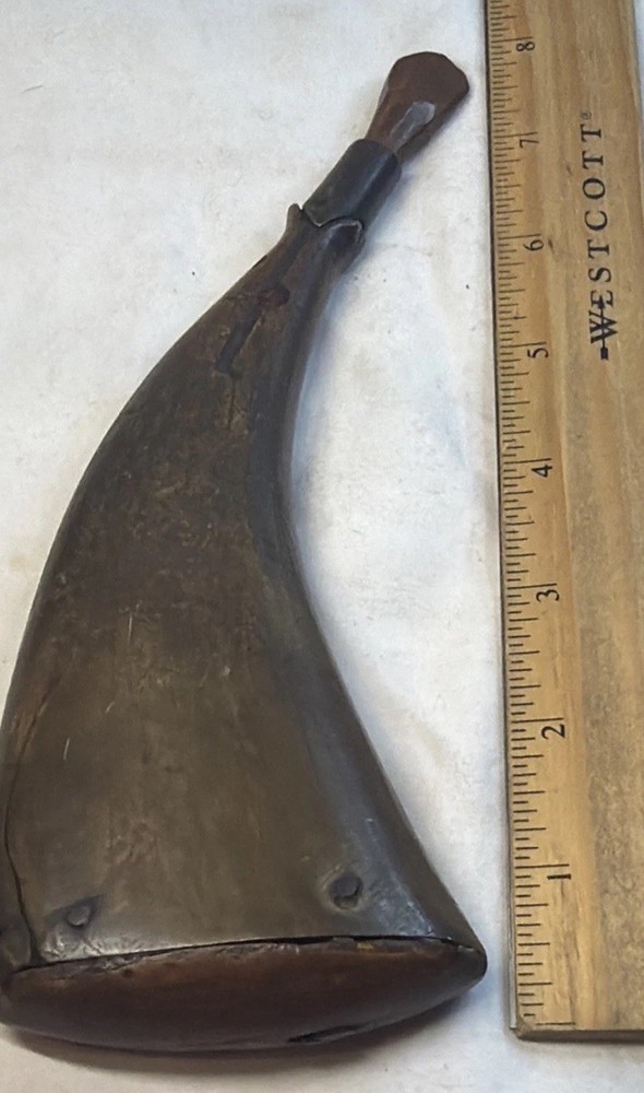 Antique Rifle Powder Horn Flask