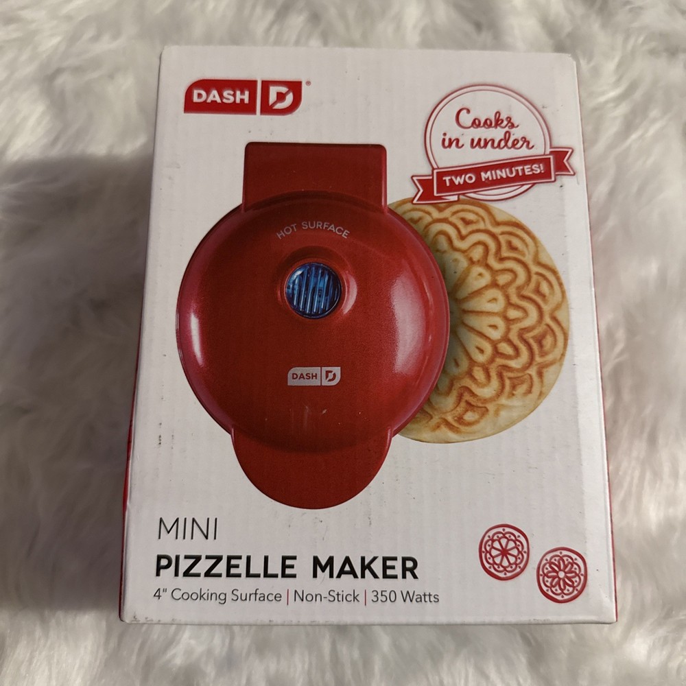 DASH Nonstick Mini 4" Pizzelle Maker NEW Open Box RED DMP001MR