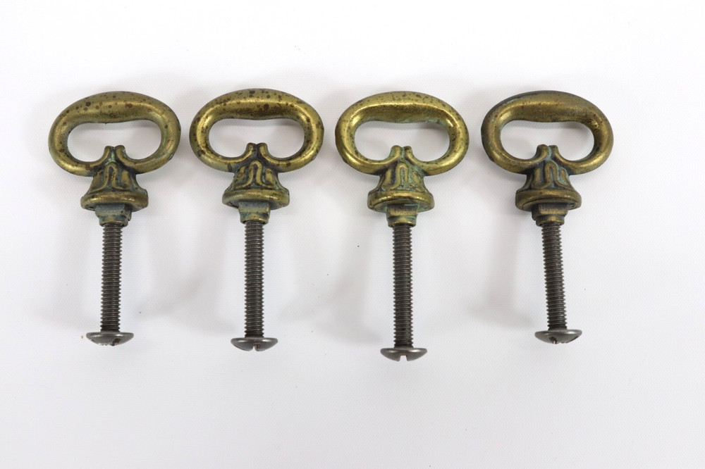 4 Vintage MCM Hollywood Regency Brass Cabinet Pulls