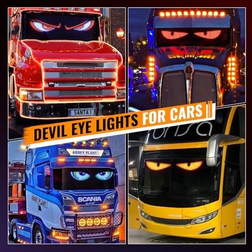 2PCS Synchronized Devil Eyes Light for Truck, 23.4”X4.7” Flex Car Window LED