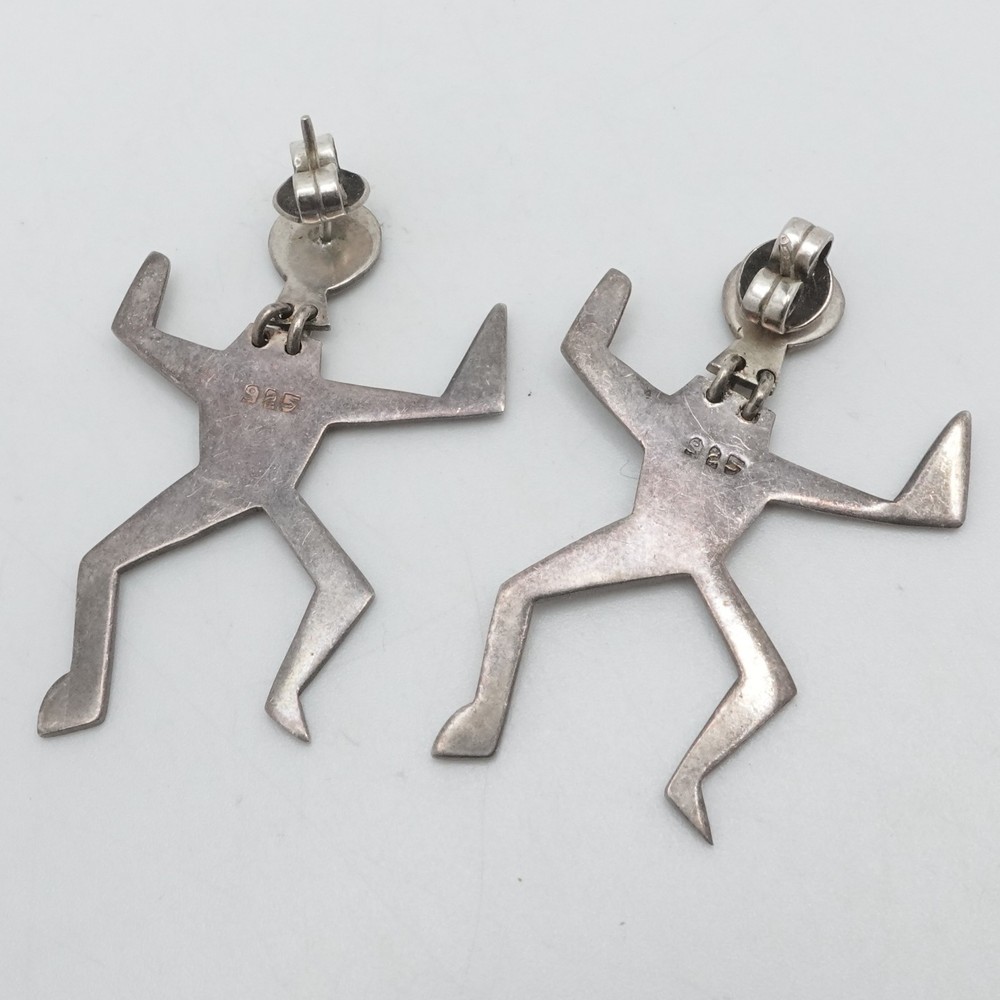 Sterling Silver Tribal Dancing Dangle Earrings 2"