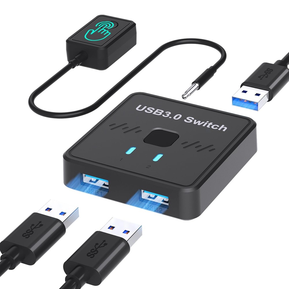 USB Switch, USB-A Selector, Bi-Directional USB Switcher 1 in 2 Out / 2 in 1 O...