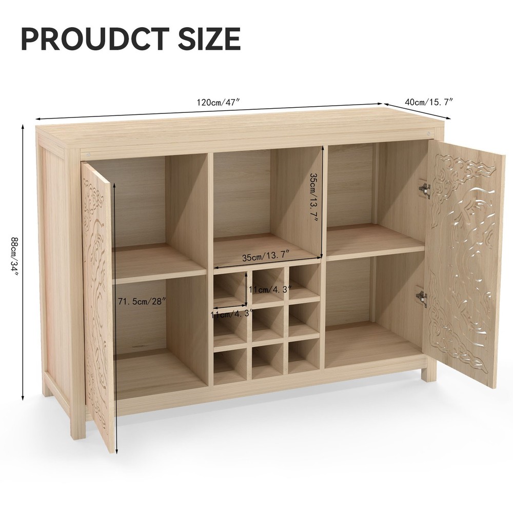 Modern Wine Bar Cabinet Buffet Storage For Dining Room Kitchen
