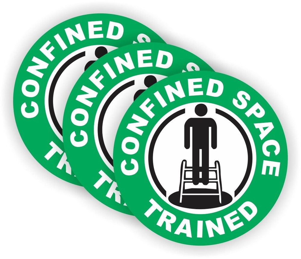 3-pack Confined Space Trained Hard Hat Stickers | Helmet Decals Certified
