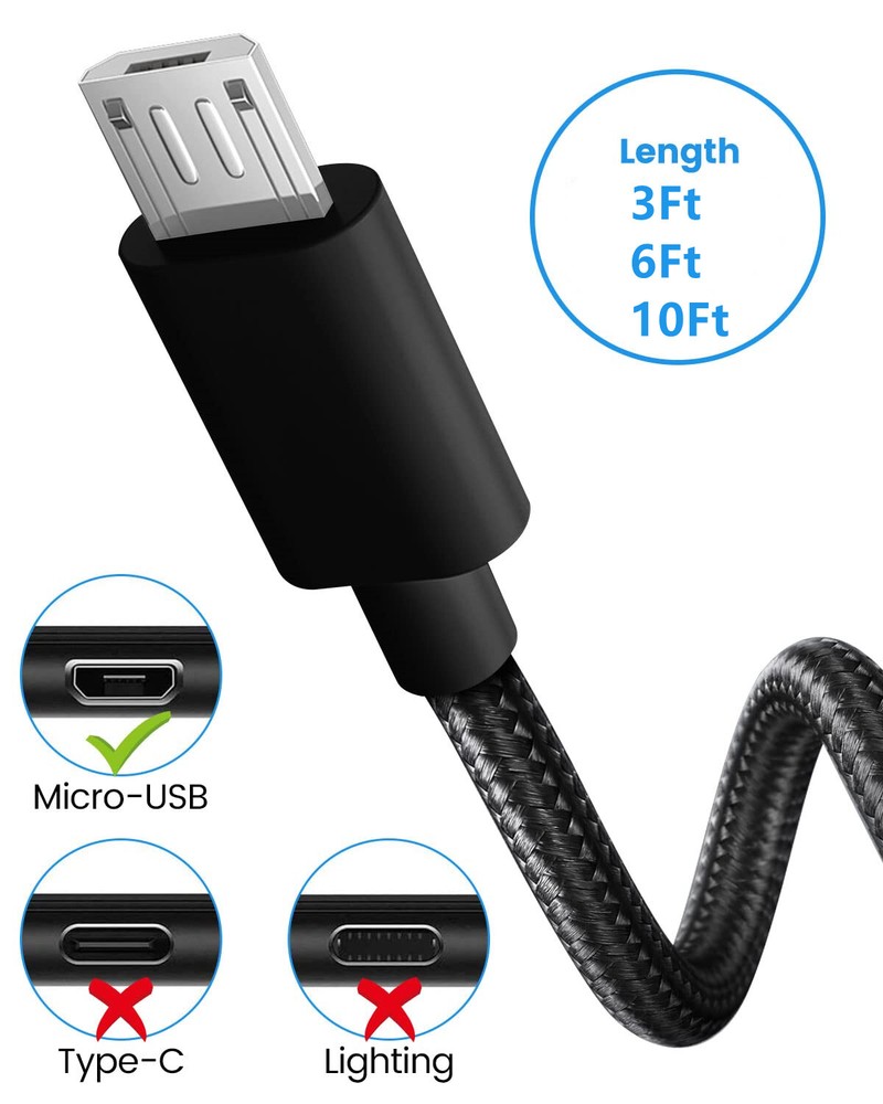 3/6/10FT Micro USB Fast Charging Cable Cord For Samsung LG Android Phone Charger