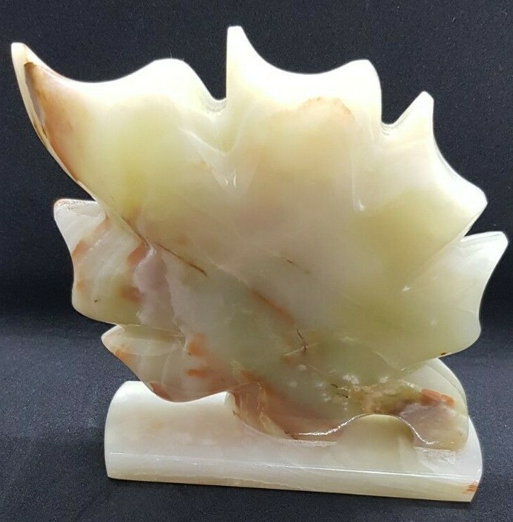 GREEN ONYX HANDCRAFTED, MAPLE LEAF CLOCK, HEIGHT - 6"