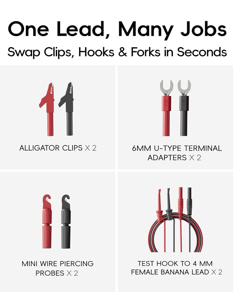 25-Piece Silicone Multimeter Test Lead & Back Probe Kit - Premium Modular Volt
