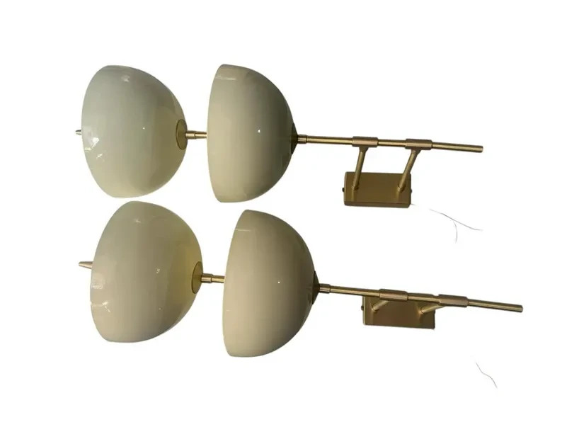 Brass & White Dome Wall Sconces: Modern Minimalist Vanity Lighting