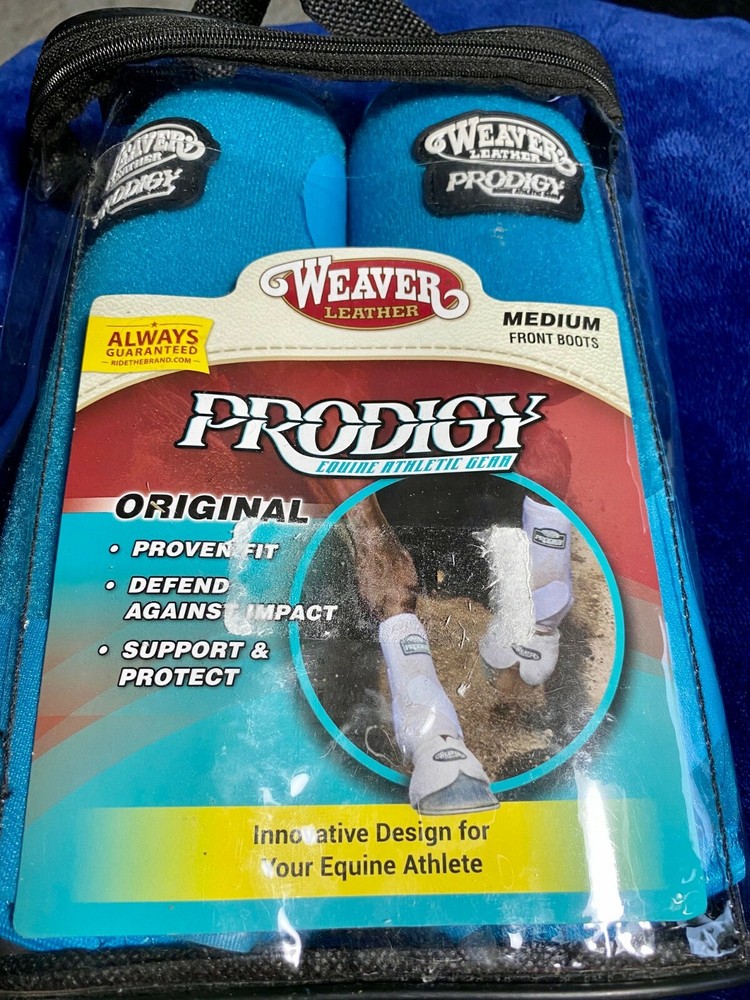 Weaver Leather Prodigy Medium Horse Front Boots Turquoise blue