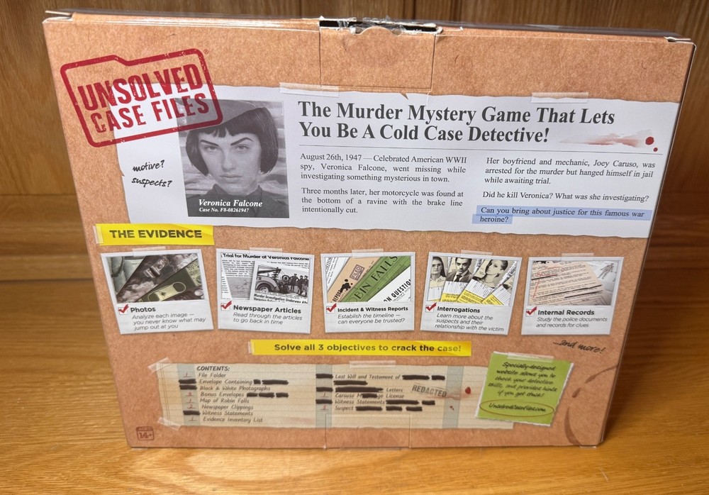 Pressman Unsolved Case Files Murder Mystery Game Veronica Falcone