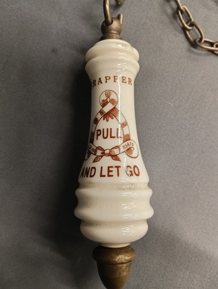 THOMAS CRAPPER HIGH LEVEL CISTERN LOO PULL / TOILET PULL, CHUNKY BRASS CHAIN