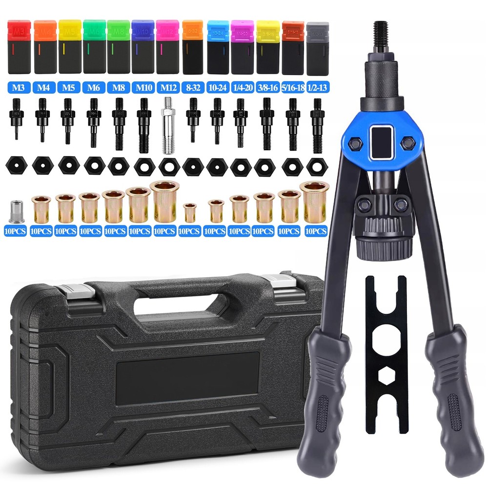 13'' Rivet Gun Rivnut Thread Setting Tool Nut Setter NutSert Metric&SAE 130 Nuts