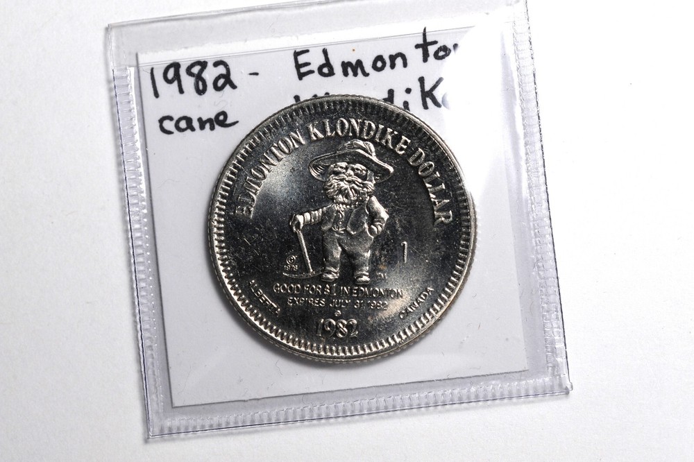1982 Klondike Days Trade Dollar Edmonton Alberta Canada $1 Token "cane"