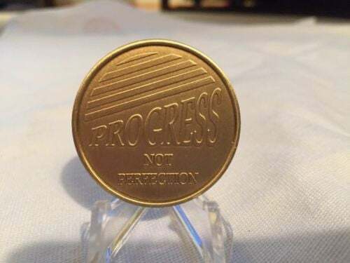 Attitude Progress Not Perfection Eagle Medallion Chip Coin Bronze