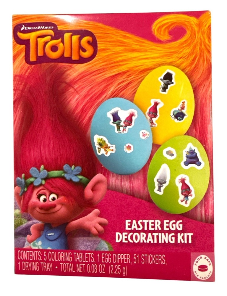 DREAM-WORKS Trolls Easter Egg Decorating Kit With Coloring Tablets + Stickers +