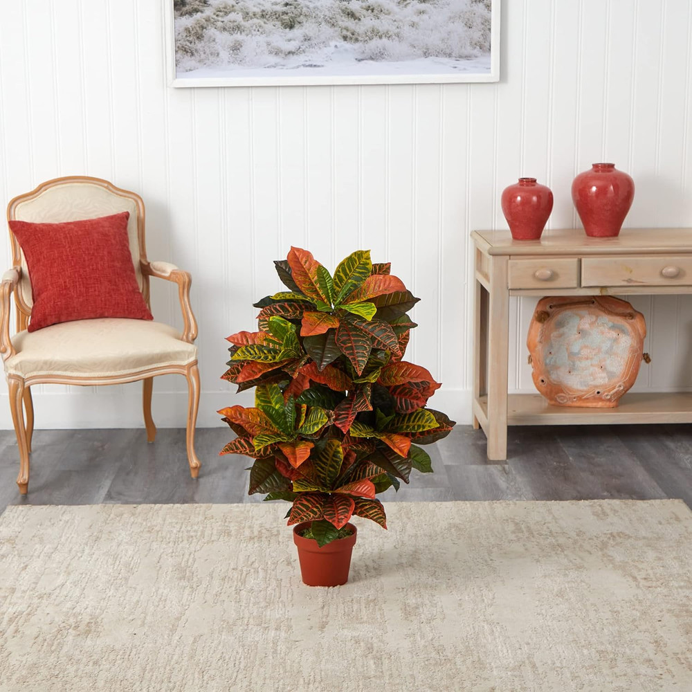 36In. Croton Artificial Plant (Real Touch)