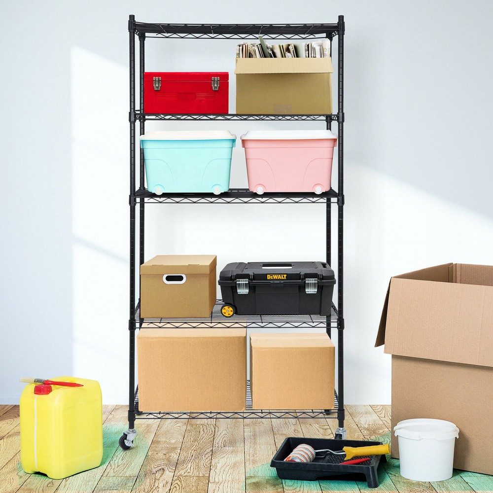 5-Tier Heavy Duty Shelving Storage Rolling Carts Unit Wheel Casters Storage Rack