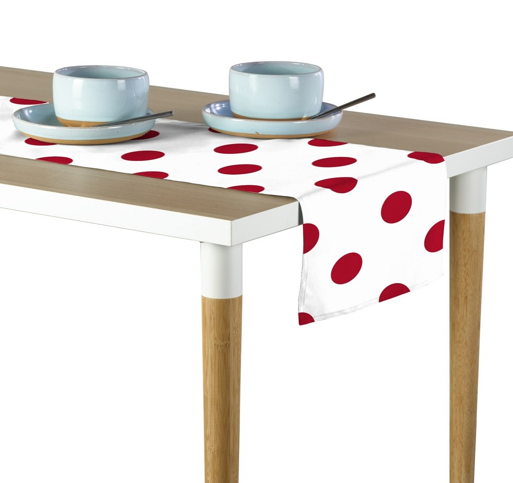 Red Dots on White Table Runners - 12"x72" or 14"x108"