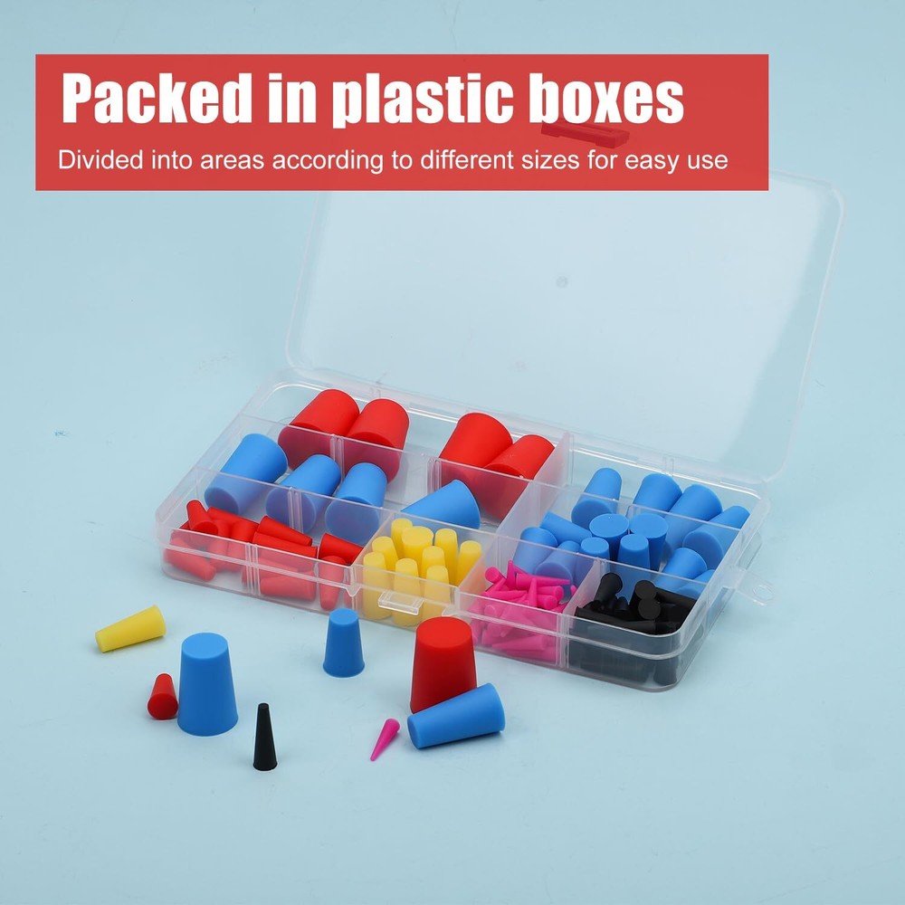 110 Pcs Silicone Rubber Tapered Plug High Temperature Resistant Assortment Kit