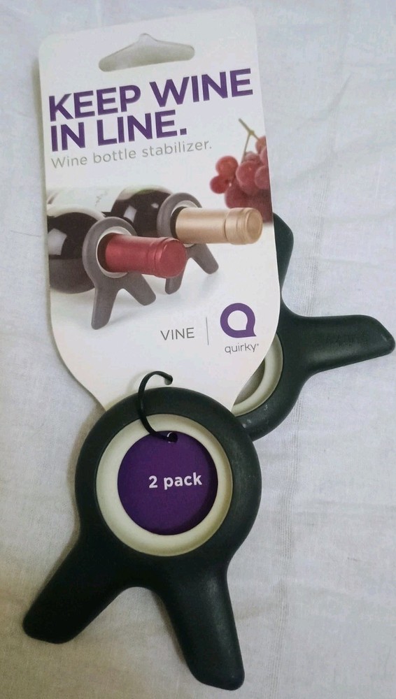 Quirky Vine Wine Bottle Stabilizer 2 Pack Black Plastic Fits Standard Bottles