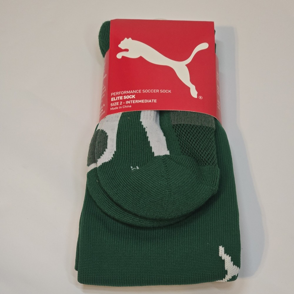 Puma Performance Soccer Sock Elite Intermediate Green 3.5-6 Size 2