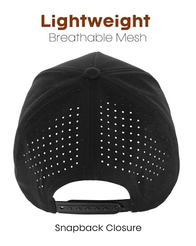 Quick Dry Trucker Hat Breathable Laser Cut Mesh-Back Baseball Cap Black
