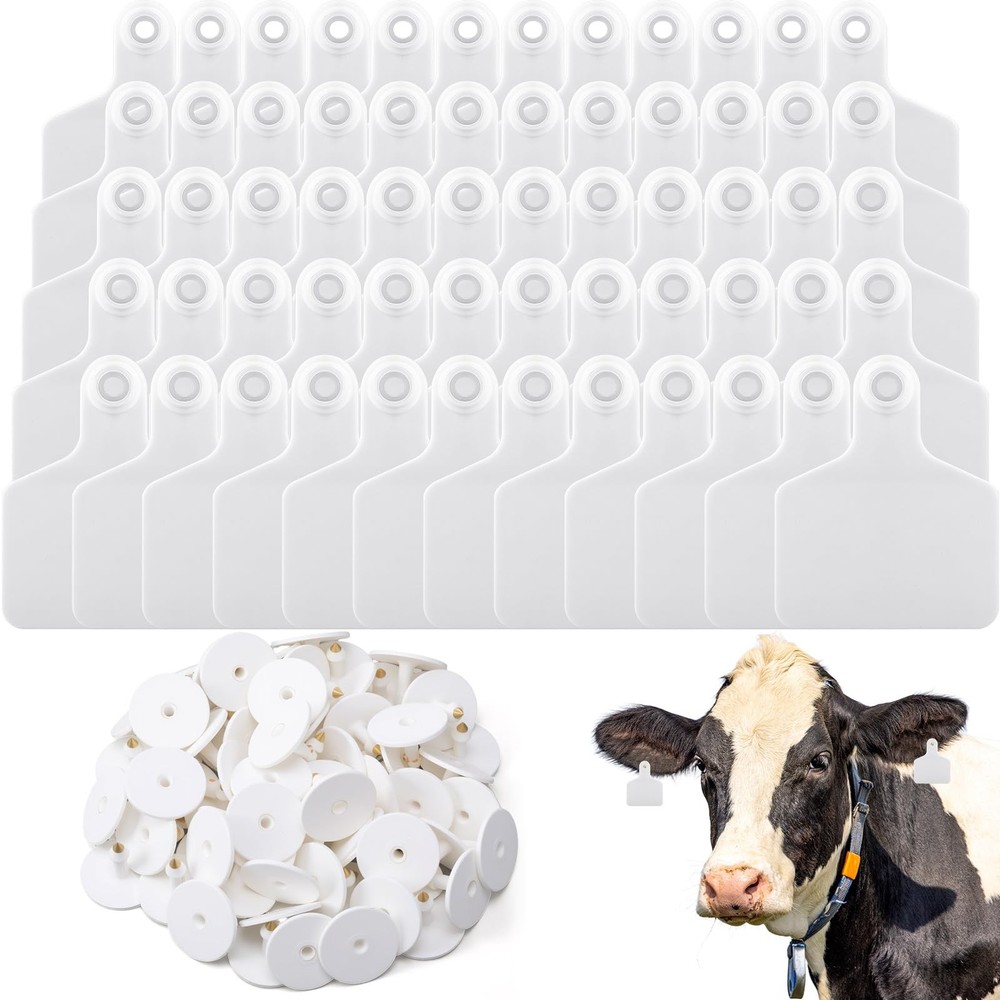 100 Blank Livestock Ear Tags for Cattle Identification - Durable  Versatile