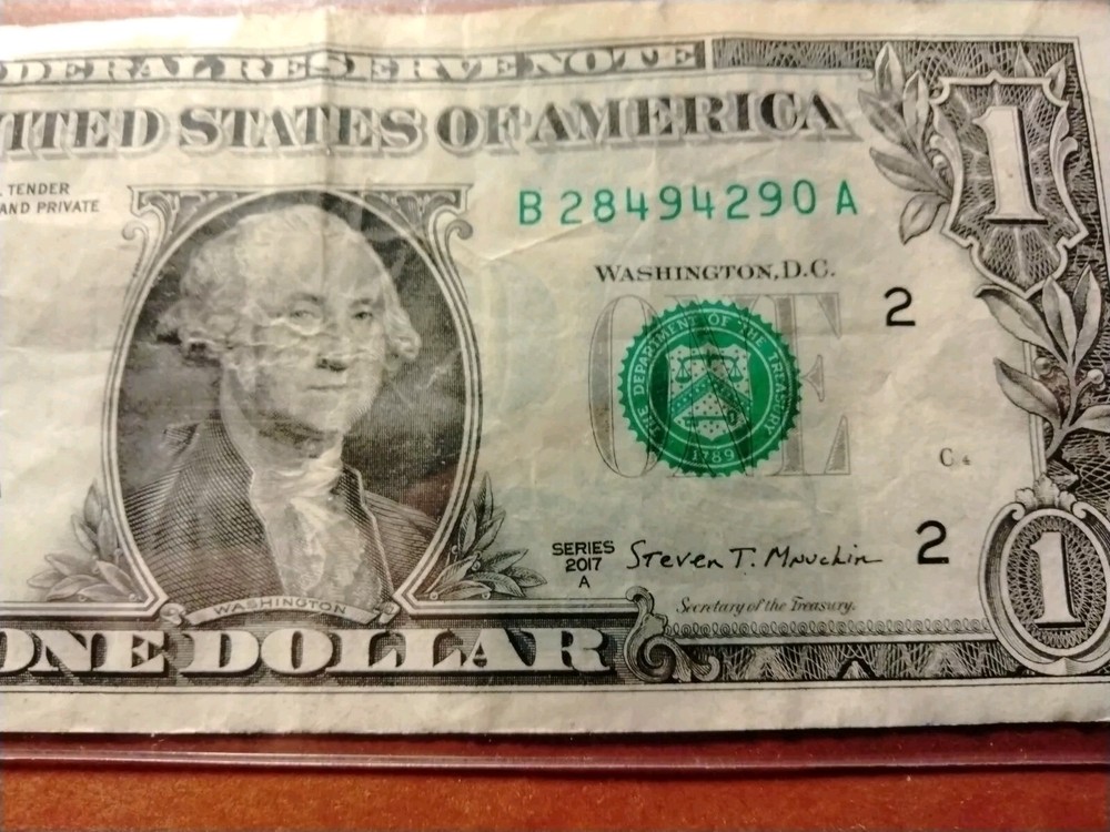 2017 A $1 Bill Wet Ink Transfer